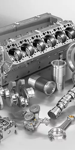 تصویر فنی از اجزای اصلی موتور دیزل شامل سیلندر، پیستون، میل‌لنگ و سوپاپ‌ها